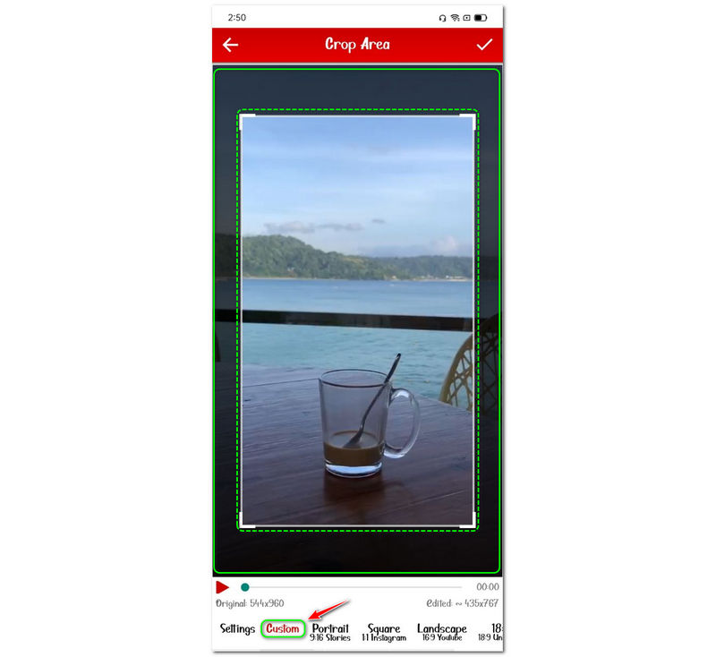 Instagram 用に動画サイズを変更する方法：Android カスタムモード