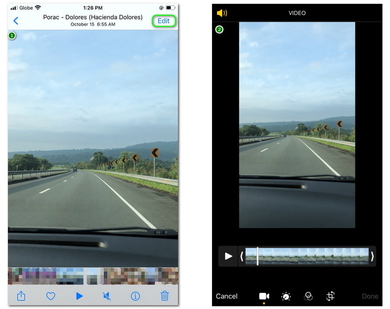 Instagram 用に動画サイズを変更する方法：iPhone「編集」ボタン