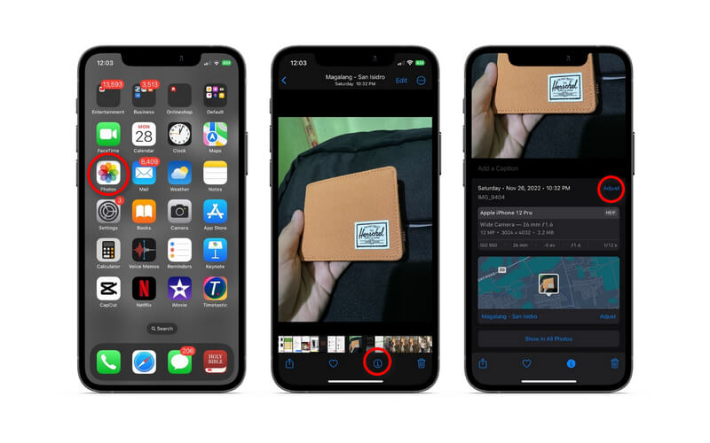 写真アプリでメタデータを確認