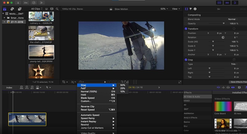 Final Cut のリタイム