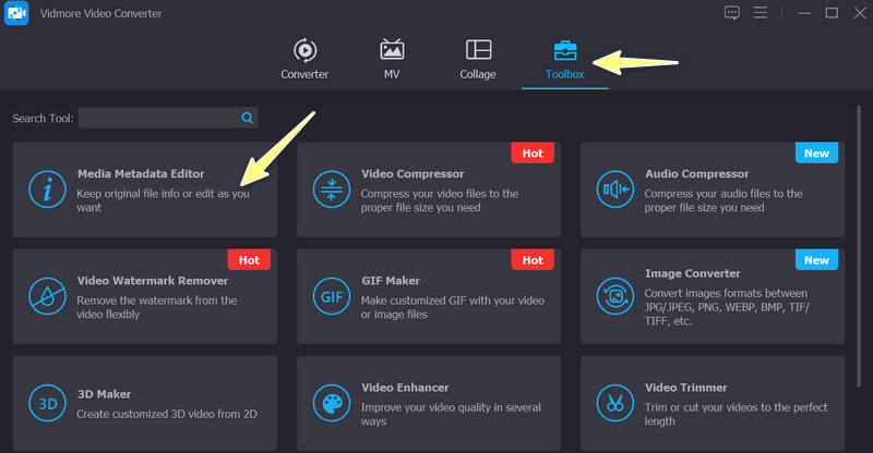 ツールボックスタブを選択