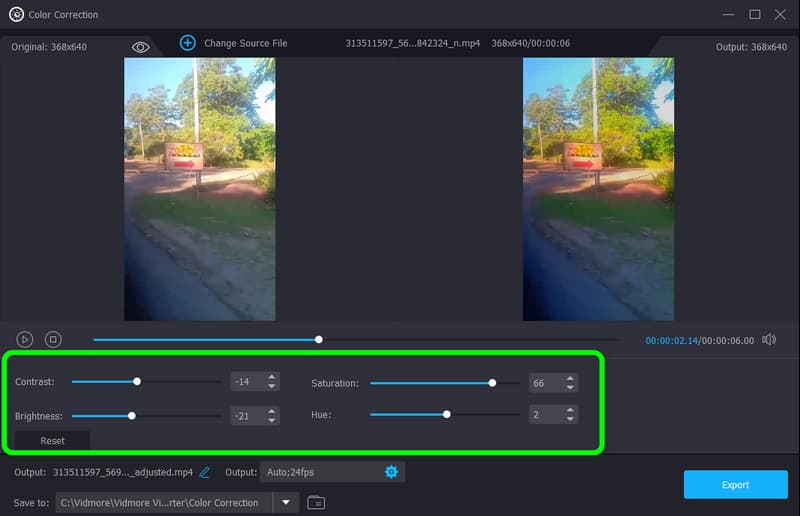 スライダー調整 動画補正