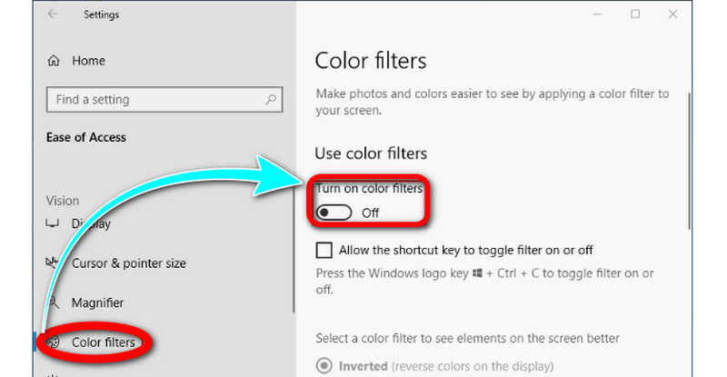 カラー フィルターで色反転