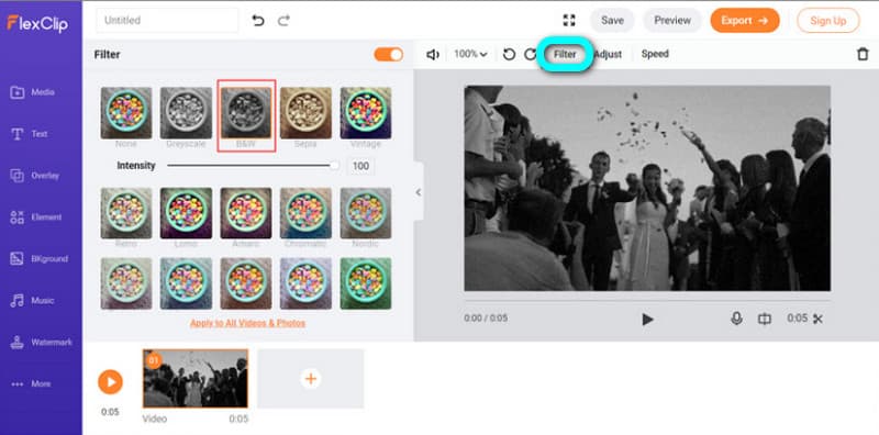 FlexClip で色を反転する