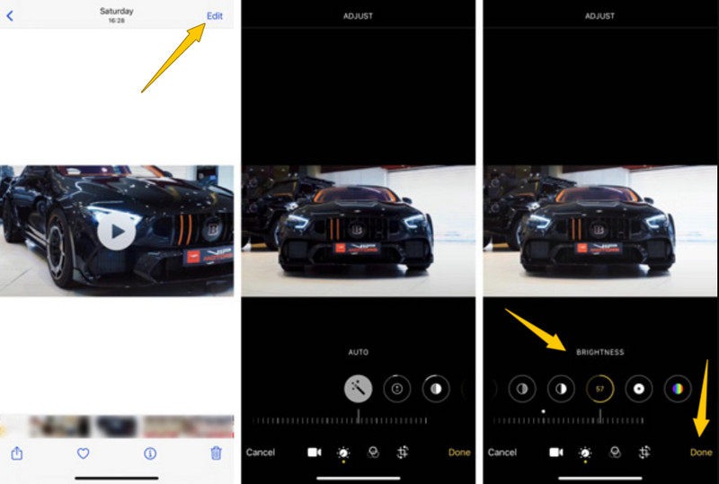 写真アプリで動画を明るくする