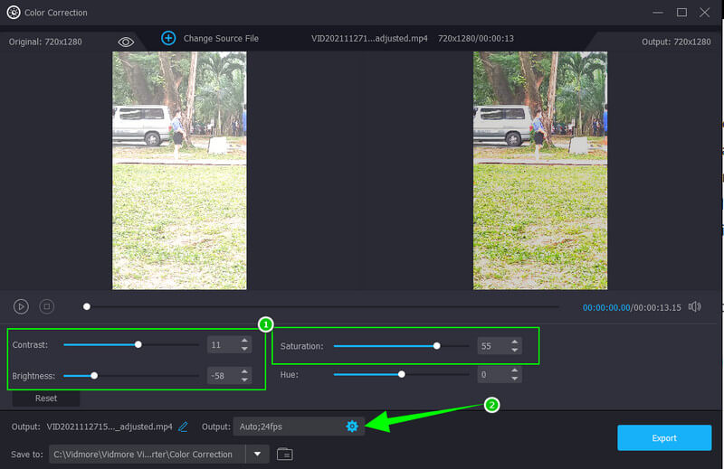 Vidmore 露出オーバー動画を修正
