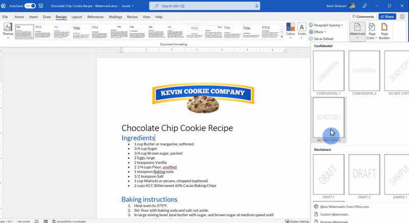 ウォーターマーク文字を追加