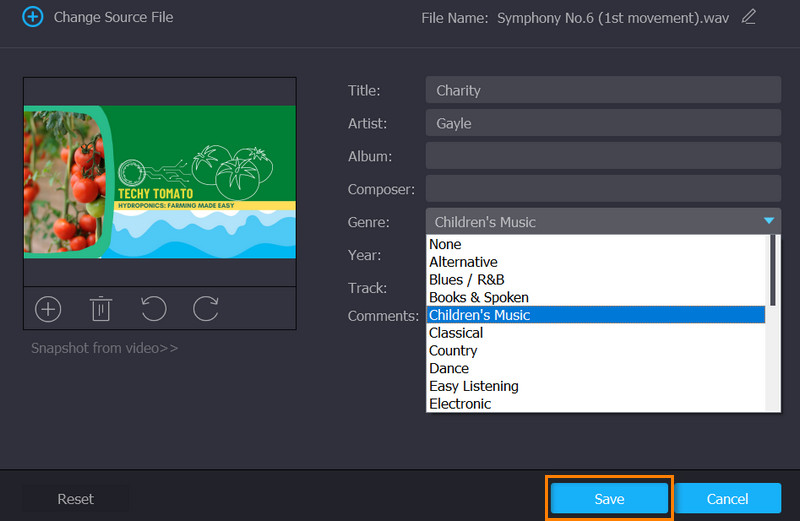 WAVメタデータを編集して保存