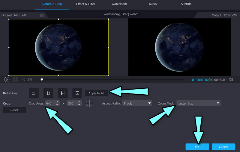 動画を編集してズームを適用