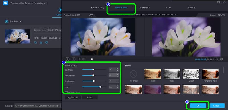 効果＆フィルターで OK をクリック