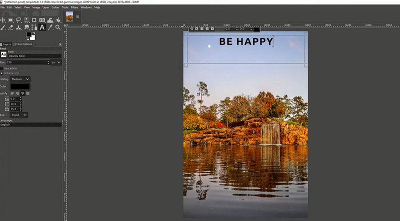GIMP テキスト追加