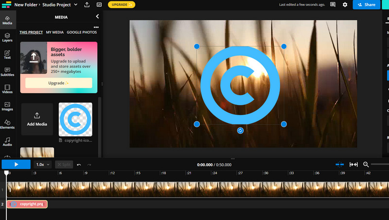 Kapwing で著作権マークを追加