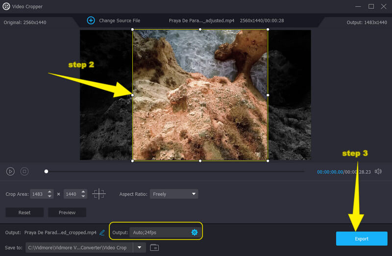 Vidmore ツールでファイルをクロップ・書き出し