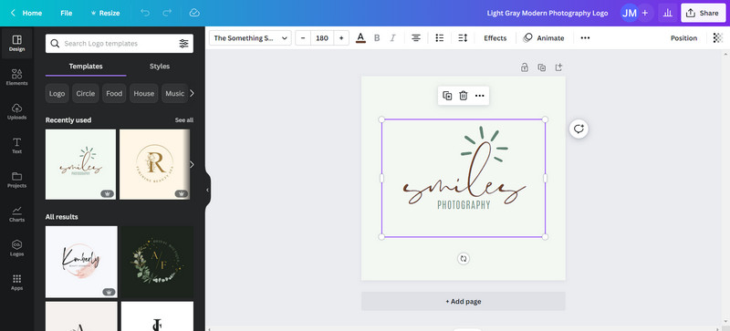 Canva ウォーターマーク編集画面