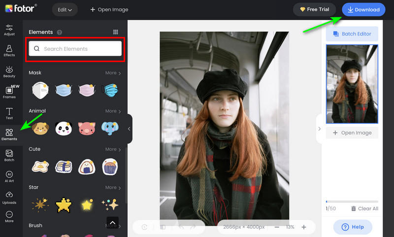 絵文字オーバーレイ Fotor