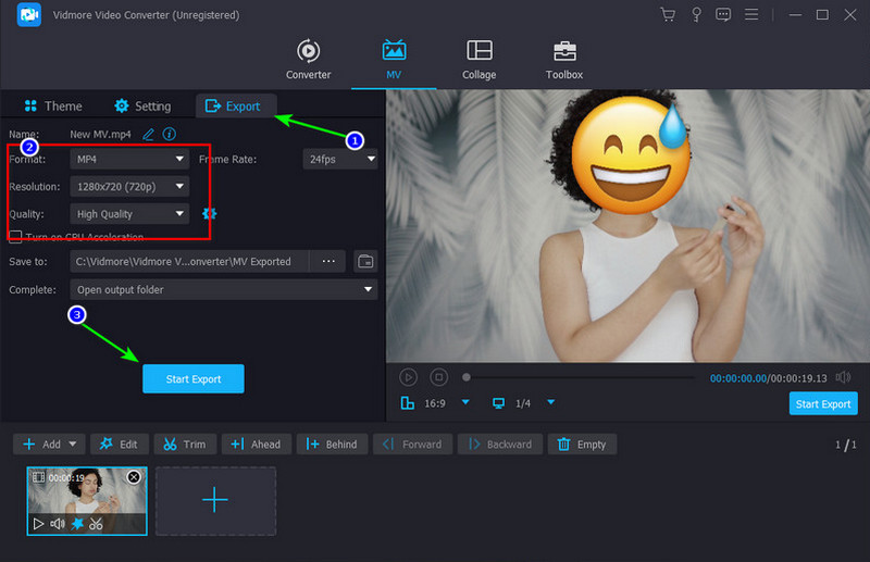動画を書き出す Vidmore