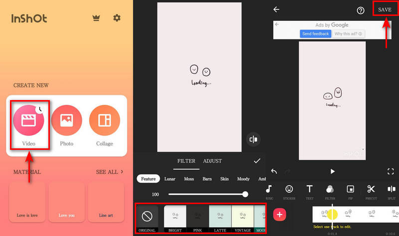 InShotでGIFにフィルターを追加