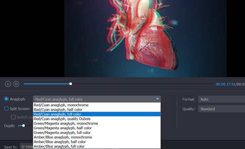 アナグリフ効果を選択