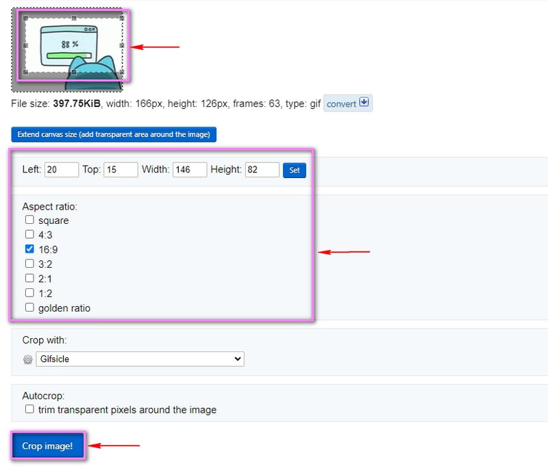 EZGIFでGIFをトリミング