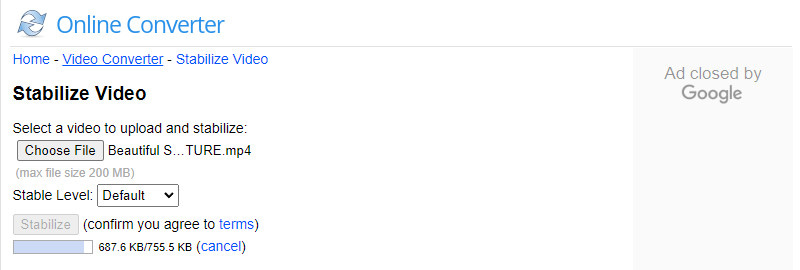 オンラインコンバーターの動画手ぶれ補正オンライン