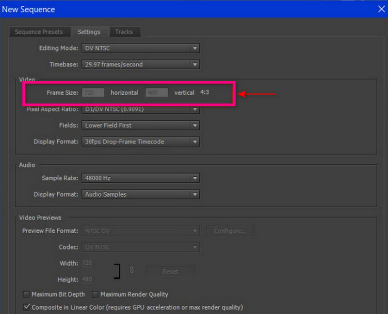 Premiere で動画解像度を変更