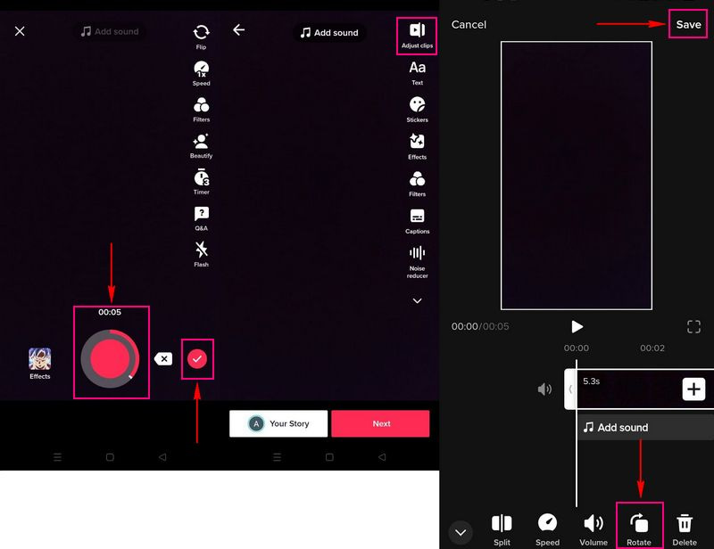 TikTok を使って動画を反転・回転する方法