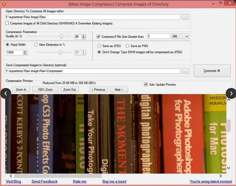 Mass Image Compressor Windows で画像をオフライン圧縮