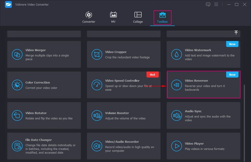 動画逆再生ツールを選択