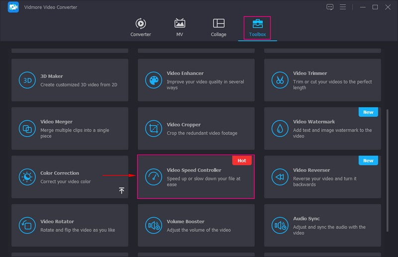 動画スピード管理を選択