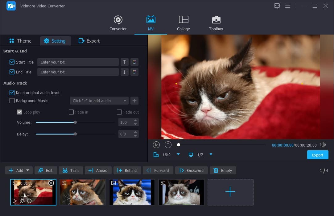 開始・終了タイトルとオーディオトラックの追加