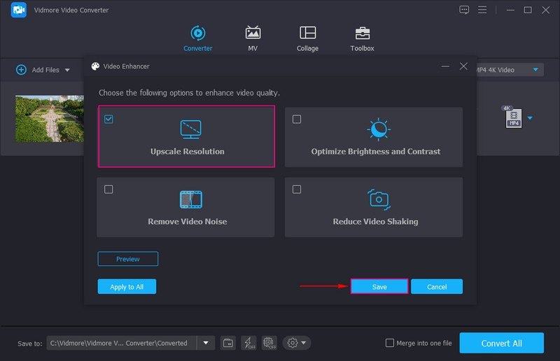 希望する解像度を選択