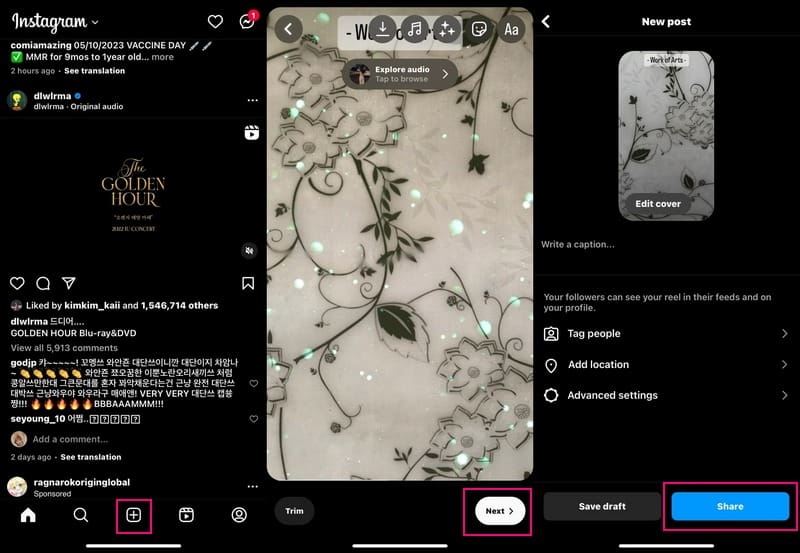 Instagramにスライドショーを投稿する方法