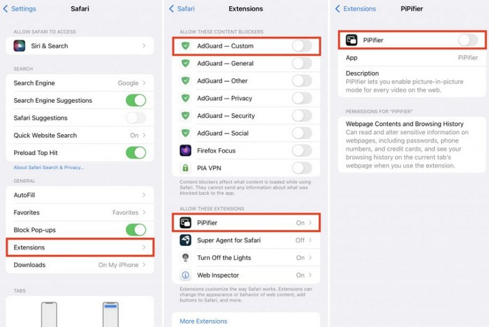 拡張機能を無効にする