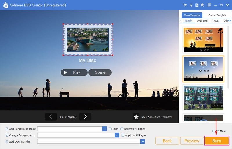「Burn」ボタンをクリック