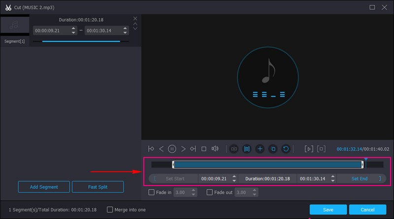 オーディオファイルをトリミングする