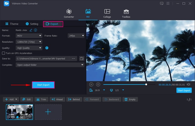 エクスポートに進む