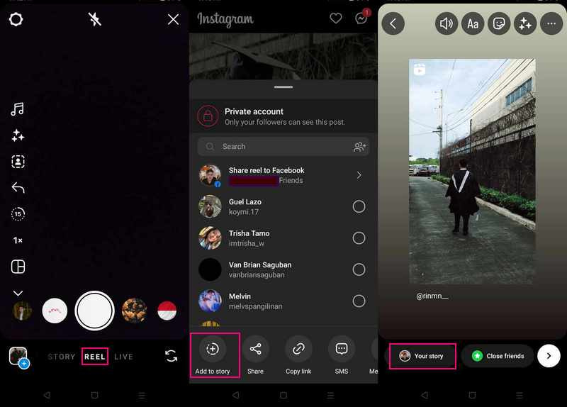 Instagramストーリーズにフル尺のリールを共有する方法