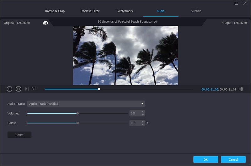 Vidmore Video Converter 動画ミュート機能
