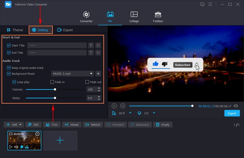 「テーマと設定」タブを開きます。