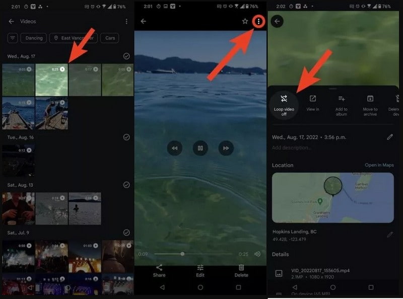 Google フォトで動画をループ再生する方法