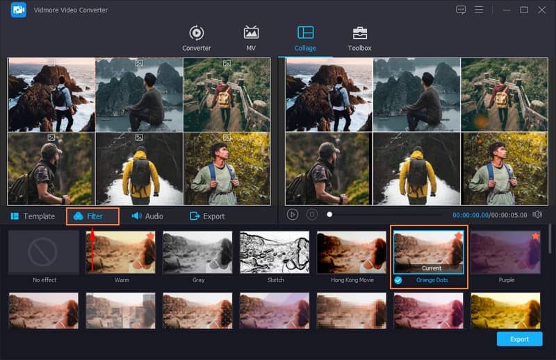好みのフィルターを選択