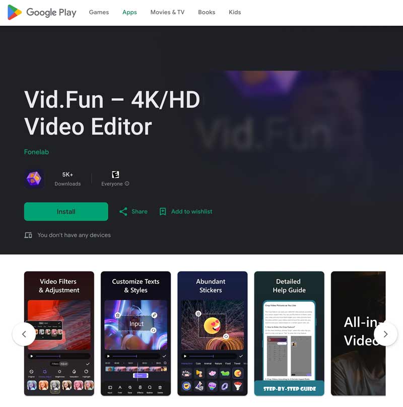 Google PlayストアからVid Funをインストールする