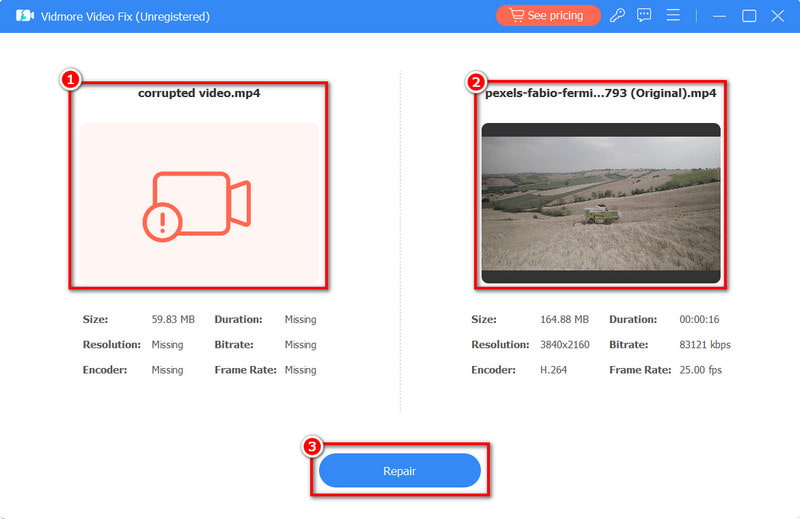 プラスボタンと修復ボタン