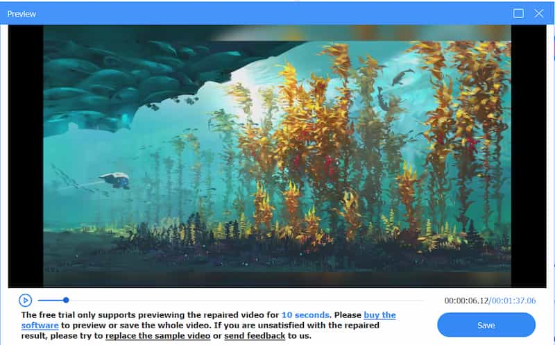 修復結果をプレビューして保存