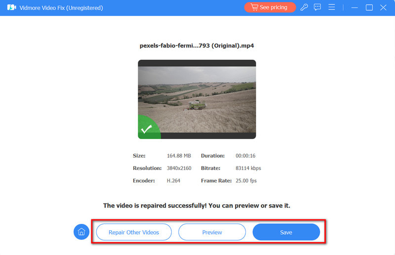 プレビューを保存する／他の動画を修復する