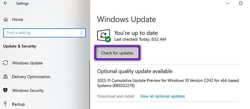 OS の更新を確認