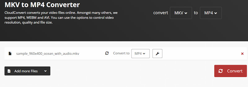 Cloudconvert インターフェース