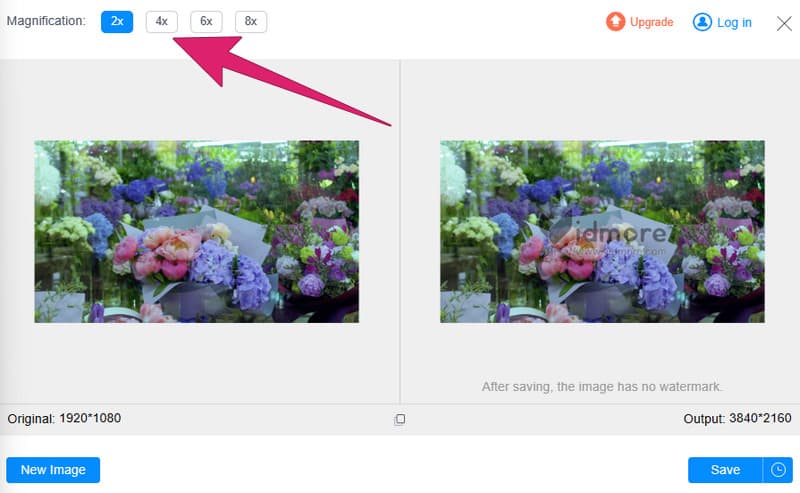 画像をオンラインで4Kにアップスケール設定