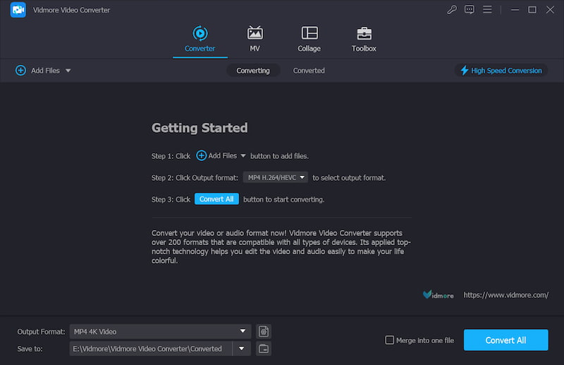 Vidmore Video Converter のインターフェース