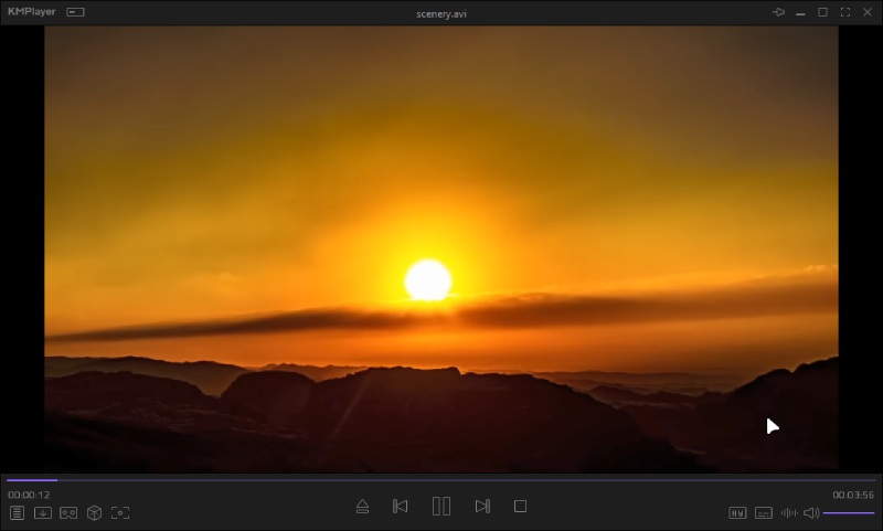 KM Player で AVI 動画を再生